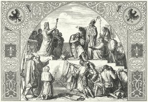 O batismo do chefe saxão Widukind, 785 (gravura) de Alfred Rethel
