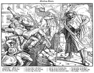 Totentanz 1848: a morte lidera cidadãos revolucionários de Alfred Rethel