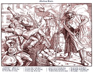 Totentanz 1848: A morte leva cidadãos revolucionários de Alfred Rethel