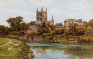 Catedral de Hereford, do rio de Alfred Robert Quinton