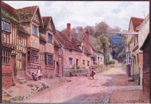 Casas anteriormente ocupadas por tecelões, Kersey, Suffolk, de The Cottages and the Village Life of Rural England publicadas por Dent & Sons Limited de Alfred Robert Quinton