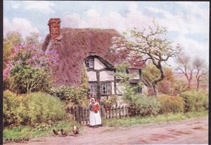 Lilac e Apple Blossoms, Harvington, Worcester, do The Cottages e da Village Life of rural England publicado pela Dent & Sons Limited, 1912