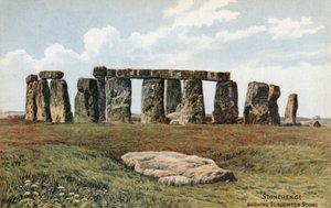 Stonehenge, mostrando Slaughter Stone de Alfred Robert Quinton