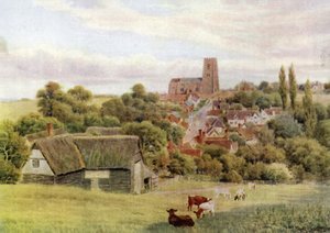 A igreja na colina, Kersey, Suffolk de Alfred Robert Quinton