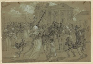 Soldados afro-americanos reunidos em Little Rock, Arkansas de Alfred Rudolph Waud