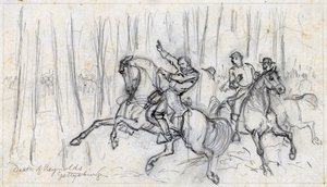 Morte de Reynolds em Gettysburg 1863 (desenho) de Alfred Rudolph Waud