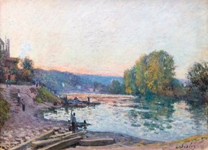 Bancos do Sena, efeito da luz solar ao anoitecer, data desconhecida (óleo sobre tela) de Alfred Sisley