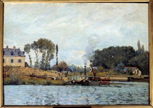 Barco na eclusa de Bougival Pintura de Alfred Sisley (1839-1899) 1873 Sol. 0,46x0,65 m Paris, musee d