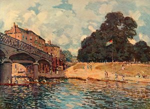 Ponte em Hampton Court, 1874, 1937. de Alfred Sisley