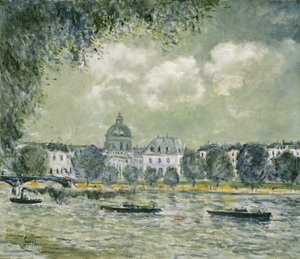 Paisagem ao longo do Sena com o Institut de France e a Pont des Arts, c.1875 de Alfred Sisley