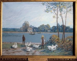 No limite do Loing. Pintura de Alfred Sisley (1839 - 1899) de Alfred Sisley