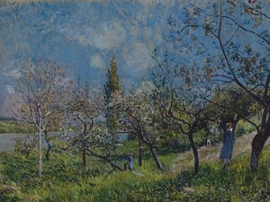 Pomar na primavera de Alfred Sisley