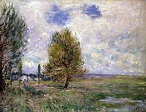 Planície em Veneux (óleo sobre tela) de Alfred Sisley