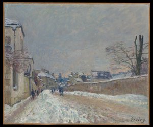 Rue Eugène Moussoir em Moret: inverno de Alfred Sisley