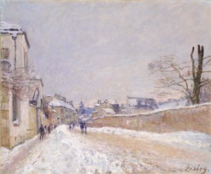 Rue Eugène Moussoir em Moret: inverno de Alfred Sisley