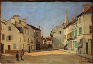 Rue de la Chaussée em Argenteuil, disse Place in Argenteuil de Alfred Sisley