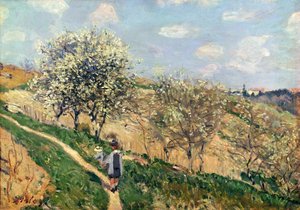 Primavera em Bougival de Alfred Sisley