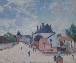 Rua em Moret, c.1890 (óleo sobre tela) de Alfred Sisley