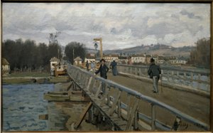 A Passarela Argenteuil - óleo sobre tela de Alfred Sisley