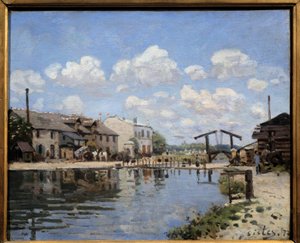 O Canal Saint Martin em Paris, em 1872 Vista da eclusa. Pintura de Alfred Sisley (1839-1899) 1872 Dim. 0,38 x 0,46 m Paris, musee d