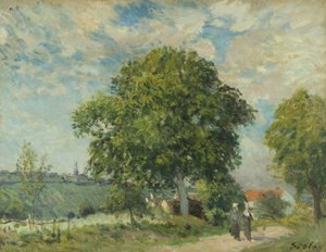 The Entrance to the Village, c.1880 (óleo sobre tela) de Alfred Sisley