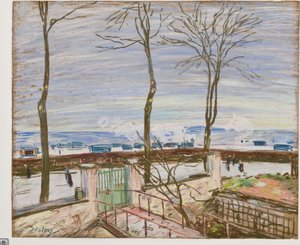 A Estação Ferroviária de Moret no Inverno (pastel sobre papel) de Alfred Sisley