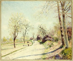 A estrada de Veneux para Moret em um dia de primavera de 1886 de Alfred Sisley
