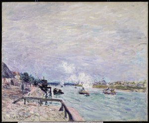 O Sena em Grenelle, tempo chuvoso, 1878 de Alfred Sisley