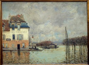 A inundação em Port Marly (Port-Marly) Pintura de Alfred Sisley (1839-1899) 1876 Dim. 0,60 x 0,81 m Paris, musee d
