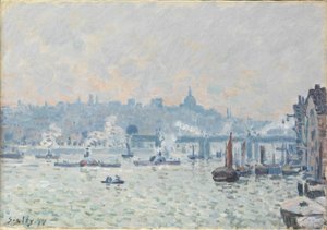 Vista do Tâmisa: Ponte Charing Cross, 1874 de Alfred Sisley
