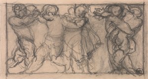 Grupo de Querubins (desenho para um friso?) de Alfred Emile Stevens
