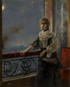 Luar (Au clair de la lune). Por volta de 1885 de Alfred Emile Stevens