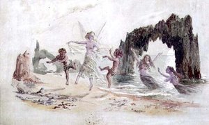 Fadas e Fauns on the Seashore (aguarela)