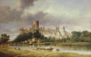 Uma vista do Castelo de Windsor dos Brocas Meadows, 1856