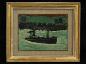 Traineira na costa da Cornualha, c.1928 de Alfred Wallis