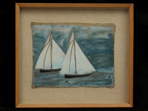 Dois barcos à vela, c.1930 de Alfred Wallis