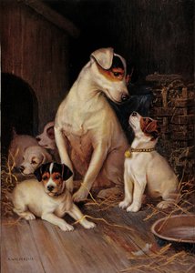 A menina e os seus cães (impressão) de Alfred Weczerzick