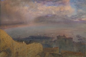 Vista da Baía de Nápoles com o Vesúvio, Fumar, à Distância Noite, 1871.