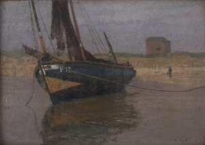 Barco de pesca na costa belga
