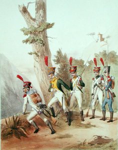 Tropas francesas, gravadas por Gustave David (1824-91) 1810 (litho) de Alfred de (after) Marbot