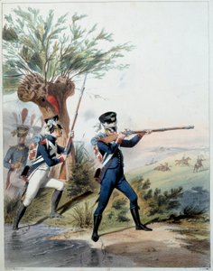 Armee Napoleónica: Guarda Imperial. Gravura de Alfred De Marbot (século XIX) 1809. Malmaison, Musee Du Chateau. de Alfred de (after) Marbot