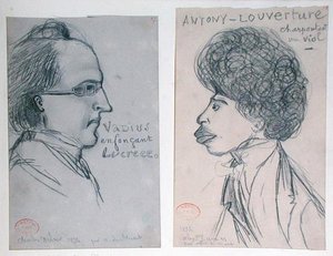 Retratos de Charles Nodier (1780-1844) ou Gustave Planche (1808-57) e Alexandre Dumas Pere (1802-70)