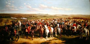 Visita do Príncipe Alberto (1819-61) ao Imperador Napoleão III (1808-73), nas alturas perto de Boulogne, 8 de Setembro de 1854 (óleo sobre tela)