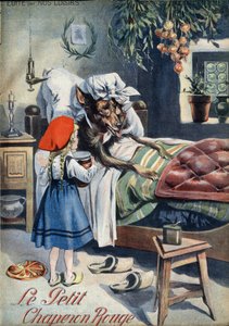 Chapeuzinho Vermelho. Conto popular. Ilustração de Vaccari e Carrey na coleção “” Les beaux tales”” “” Nos loisirs””” por volta de 1910. Coleção particular.