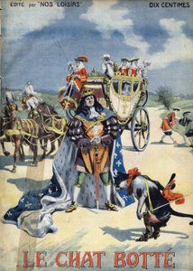 O Gato Bota. Conto popular. Ilustração de Vaccari e Carrey na coleção “” Les beaux tales”” “” Nos loisirs””” por volta de 1910. Coleção particular.