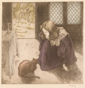 Interior, menina com gato (La Petite fille au chat)
