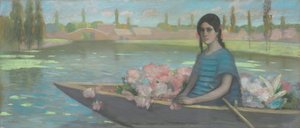 Vendedor de Flores (pastel sobre papel colocado sobre tela) de Alfredo Ramos Martinez