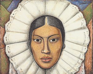 Tehuana, c.1930 (gouache e lápis de cera em papel) de Alfredo Ramos Martinez