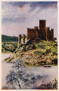 Castelo de Almourol, Portugal (litografia a cores)