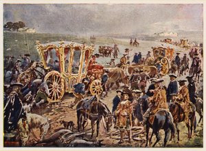 O rei João V de Portugal desloca-se à fronteira espanhola de Alfredo Roque Gameiro